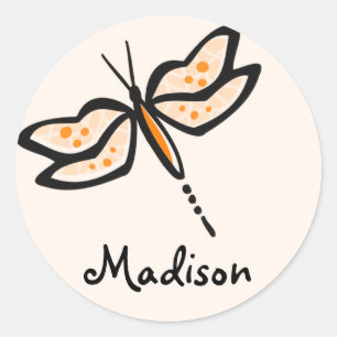 Sticker Rond Dragonfly orange