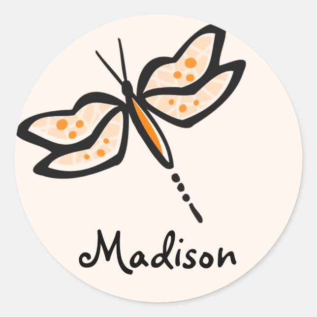 Sticker Rond Dragonfly orange (Devant)