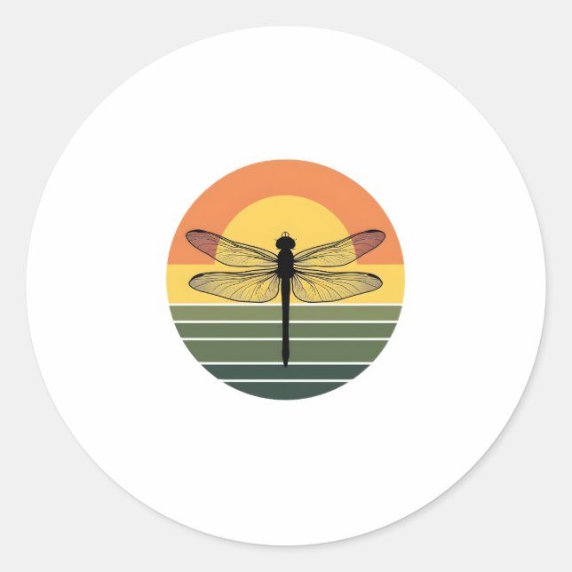 Sticker Rond Dragonfly Retro (2) (Devant)