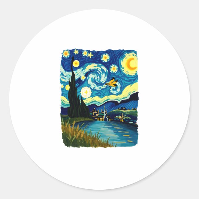 Sticker Rond Dragonfly Starry Night (3) (Devant)