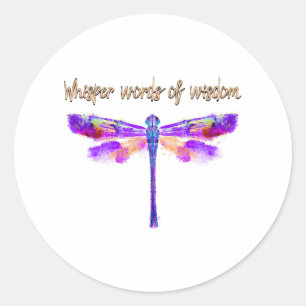 Sticker Rond Dragonfly Whiswords Wisdom Hippie