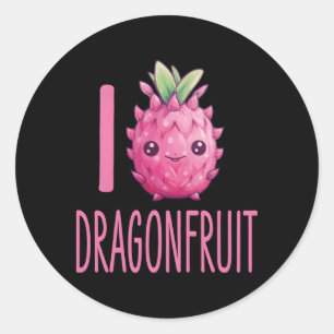Sticker Rond Dragonfruit Kawaii Nourriture I Love Dragonfruit