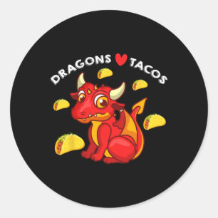 Sticker Rond Dragons Aimer Tacos Cute Dragon Amoureux Naissance