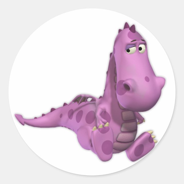 Sticker Rond Dragons de dessin animé pour bébé : Fumé (Devant)
