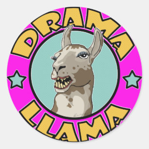 Sticker Rond Drama Llama