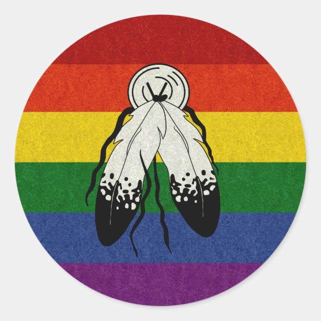 Sticker Rond Drapeau à deux pointes couleur Arrière - plan (Devant)