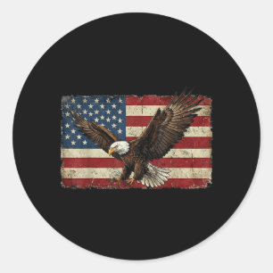 Sticker Rond Drapeau Aigle Américain Patriotique États-Unis Amé