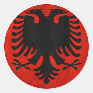 Sticker Rond Drapeau albanais