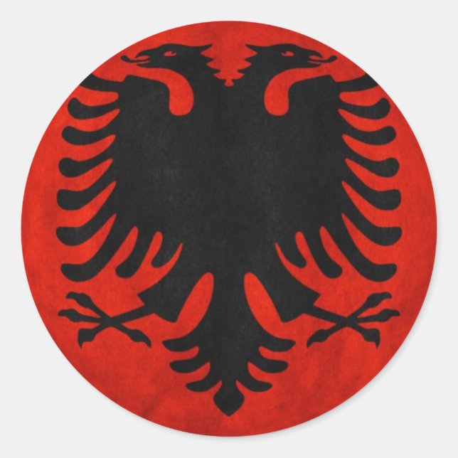 Sticker Rond Drapeau albanais (Devant)