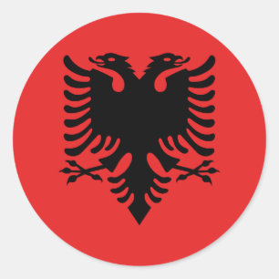 Sticker Rond Drapeau albanais