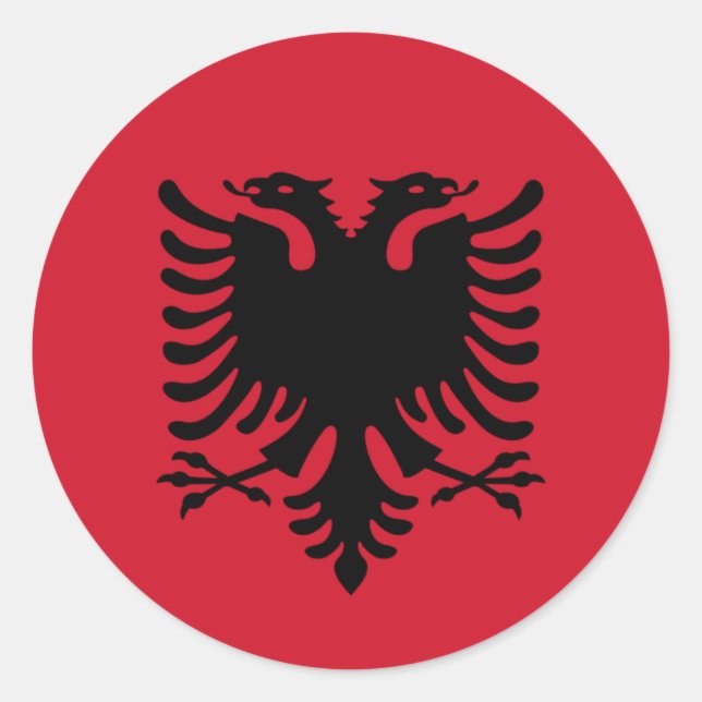 Sticker Rond Drapeau albanais/albanais (Devant)