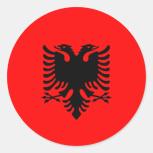 Sticker Rond Drapeau albanais, Drapeau de l'Albanie