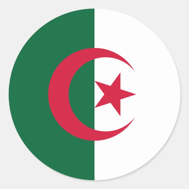 Sticker Rond Drapeau Algérie (Devant)