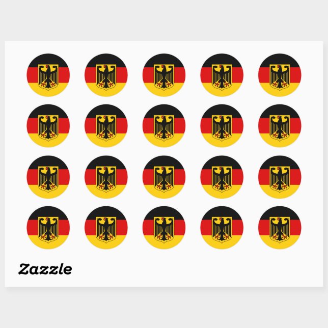 Sticker Rond Drapeau allemand & Armoiries, supporters de Deutsc (Feuille)