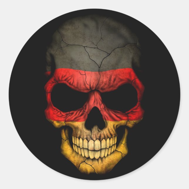 Sticker Rond Drapeau allemand sur noir (Devant)