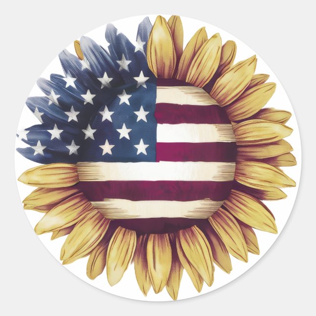 Sticker Rond Drapeau américain (Devant)