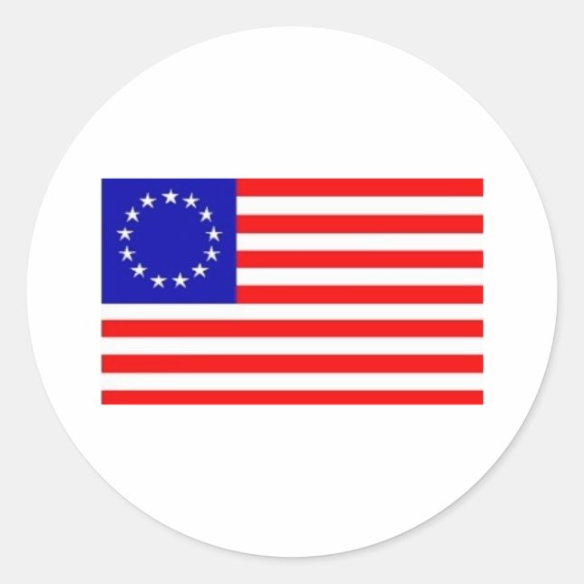 STICKER ROND DRAPEAU AMÉRICAIN 13 ÉTOILES (Devant)