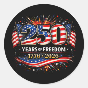 Sticker Rond Drapeau américain 250 ans 1776-2026 250e anniversa