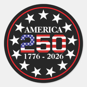 Sticker Rond Drapeau américain 250e anniversaire 1776-2026 État