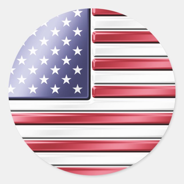 Sticker Rond Drapeau Américain 2 - USA - Métal (Devant)