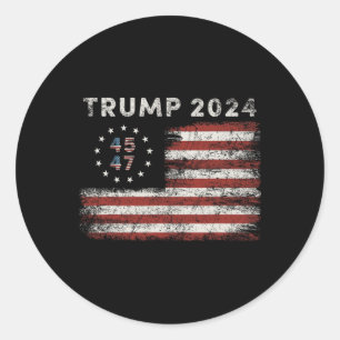 Sticker Rond Drapeau américain 3 Trump 2024
