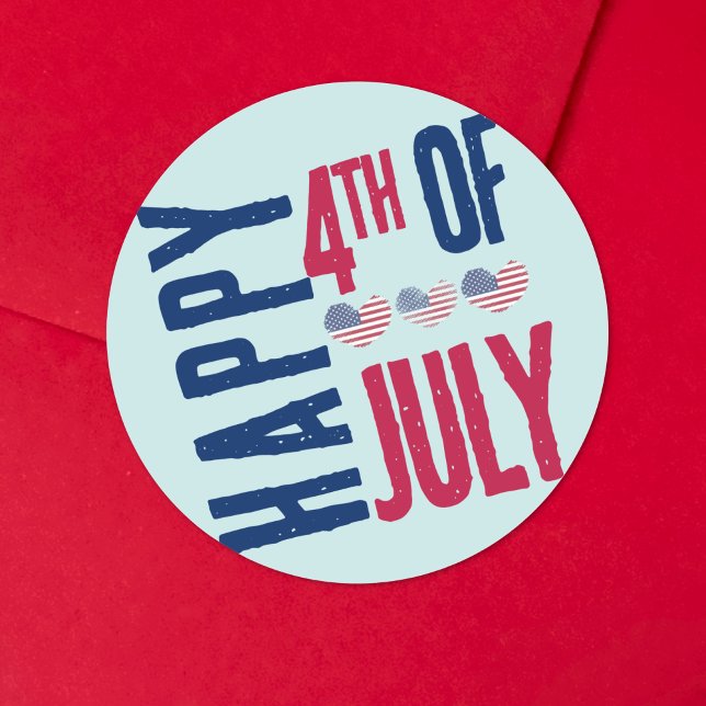 Sticker Rond Drapeau américain 4 juillet (4th Of July Party USA American Flag Classic Round Sticker )