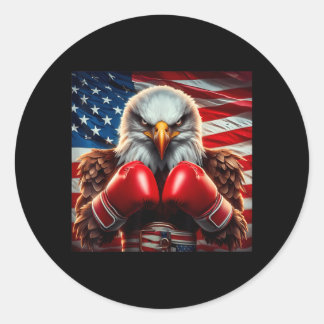 Sticker Rond Drapeau Américain 4 Juillet Aigle Fête De L'Indépe