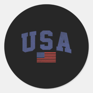 Sticker Rond Drapeau américain 4 juillet Americana Bold Blue