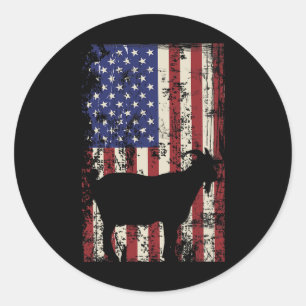 Sticker Rond Drapeau américain 4 juillet chèvre patriotique