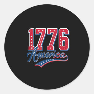 Sticker Rond Drapeau américain 4 juillet Est 1776