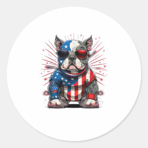 Sticker Rond Drapeau américain 4 juillet Patriotic American Bul