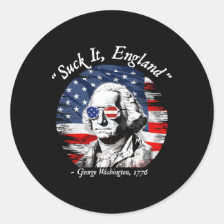 Sticker Rond Drapeau américain 4 juillet Suck It England Funny 