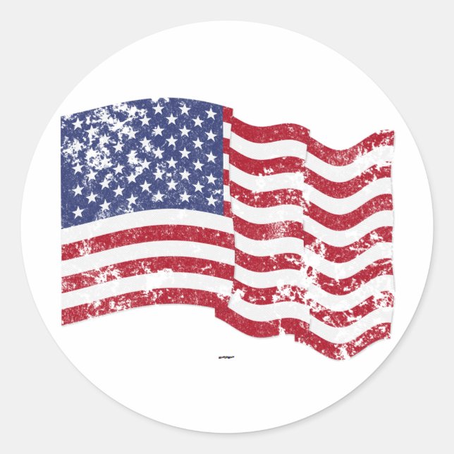 Sticker Rond Drapeau américain agité - désorganisé (Devant)
