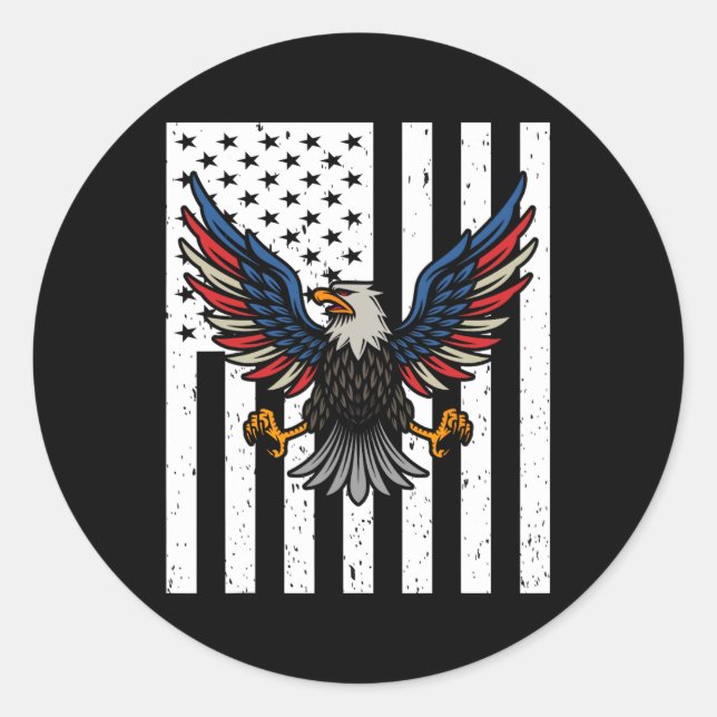 Sticker Rond Drapeau américain Aigles 4 juillet 1776 Liberté In (Devant)