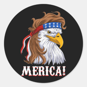 Sticker Rond Drapeau américain Amérique Aigle Mullet Chemise Ho