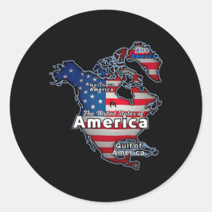 Sticker Rond Drapeau américain amusant Canada Groenland Carte d