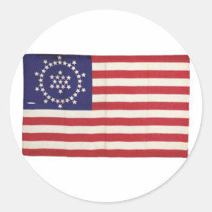 Sticker Rond Drapeau américain avec 48 étoiles Whipple