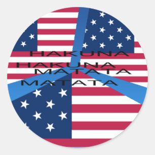 Sticker Rond Drapeau américain avec Hakuna Matata : Design patr