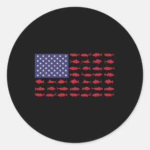Sticker Rond Drapeau américain B Pêche Enfant Garçon Jeunes Fem