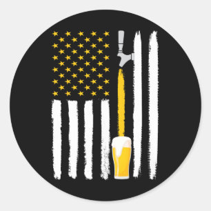 Sticker Rond Drapeau américain bière artisanale Usa 4 juillet B