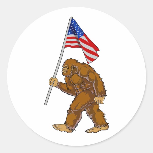 Sticker Rond Drapeau américain Bigfoot (Devant)