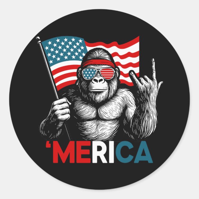 Sticker Rond Drapeau américain Bigfoot (Devant)