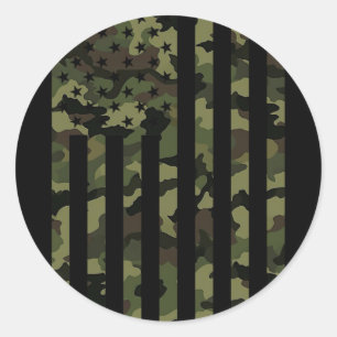 Sticker Rond Drapeau américain camouflage Camo Usa Hommes Garço