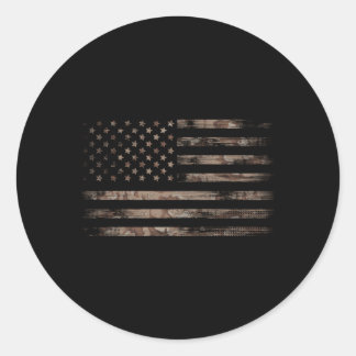 Sticker Rond Drapeau américain Camouflage du désert en détresse