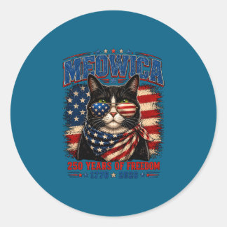 Sticker Rond Drapeau américain chat patriotique 250e anniversai