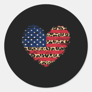 Sticker Rond Drapeau américain Coeur Forces armées patriotiques