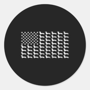 Sticker Rond Drapeau américain Dachshund Patriotique Chien Papa