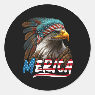 Sticker Rond Drapeau américain d'aigle patriotique 4 juillet Me