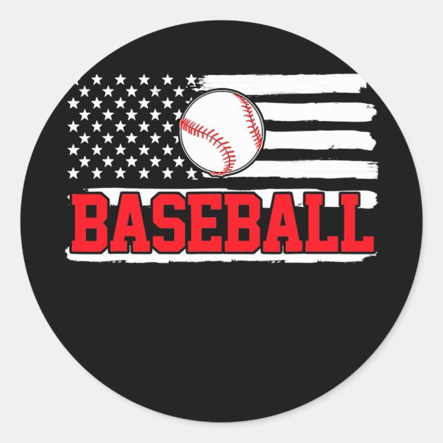 Sticker Rond Drapeau américain de baseball (Devant)