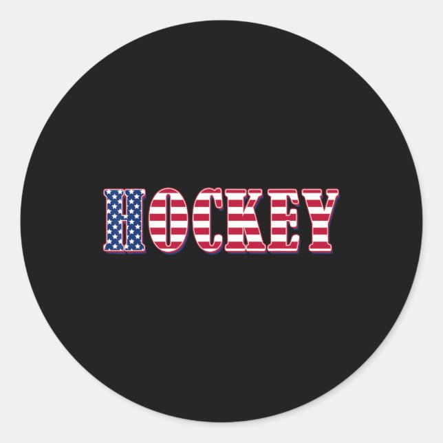 Sticker Rond Drapeau américain de hockey - Hockey (Devant)
